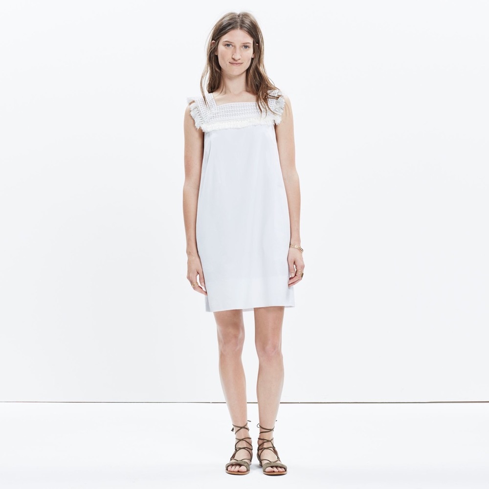 Madewell Sundream Fringe Dress in white