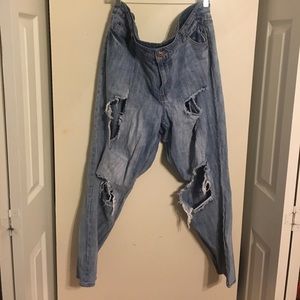 Plus size ripped denim