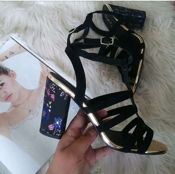 //The Halsey// Black caged embroidered Heels - Picture 5 of 8