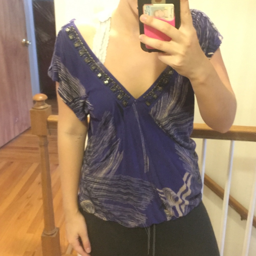Anthropologie off shoulder beaded top