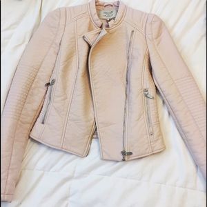 Zara pink leather jacket