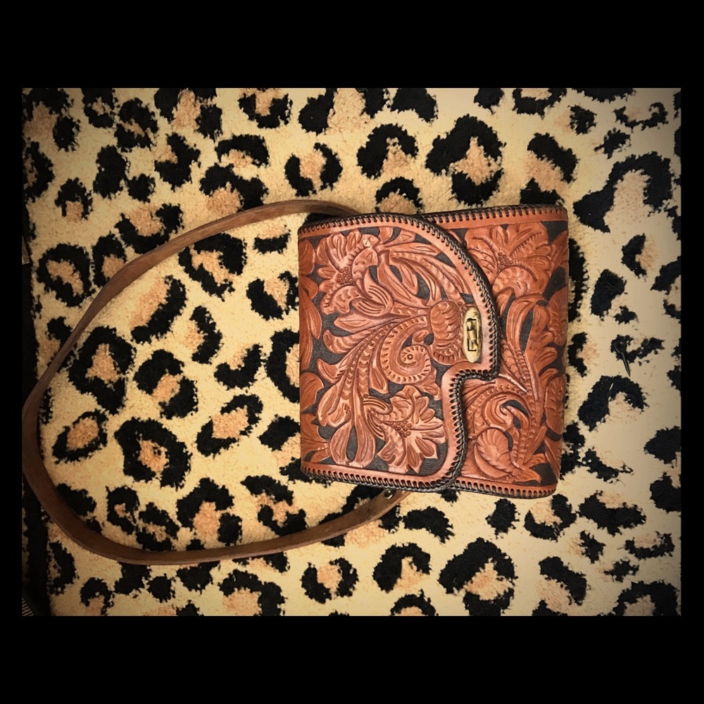 Vintage Hand Tooled Leather Purse from the 60's