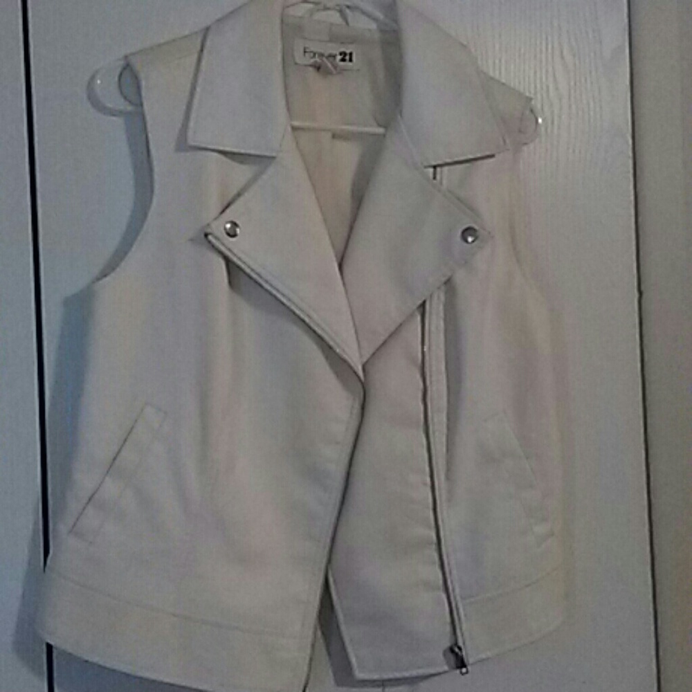 Forever 21 white pleather vest