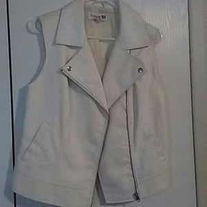 Forever 21 white pleather vest