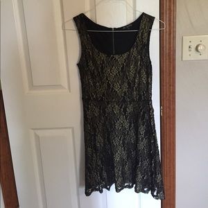 Black and gold lace dress