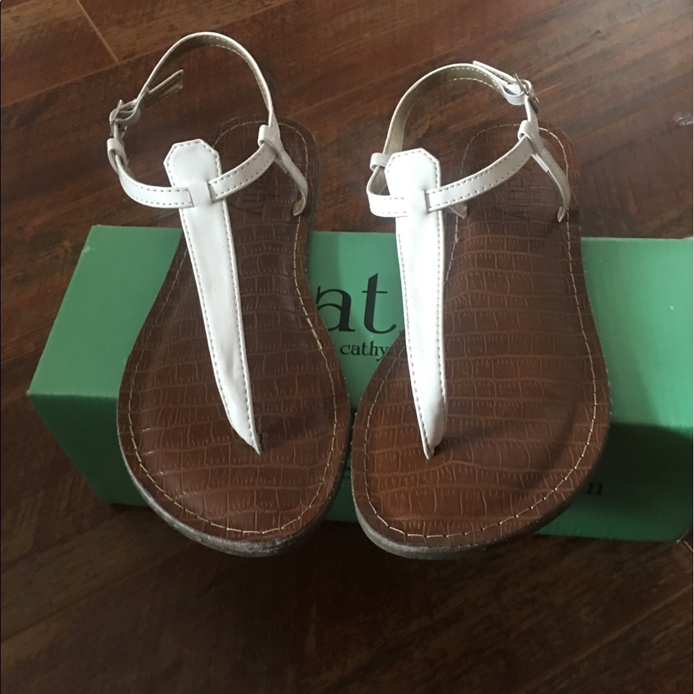 White Cathy Jean Thong Sandals