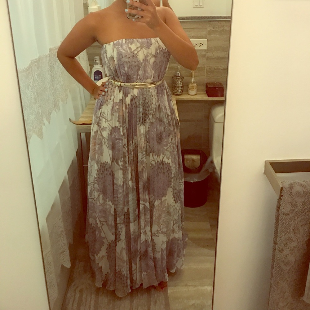 Badgley Mischka Pleated Strapless Gown - 4