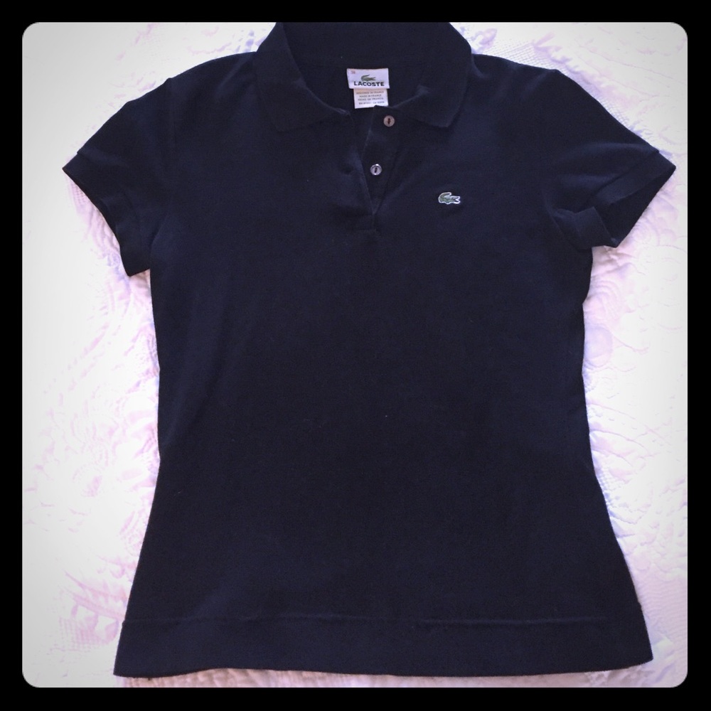 Lacoste Women's Fitted Black Polo Sz38