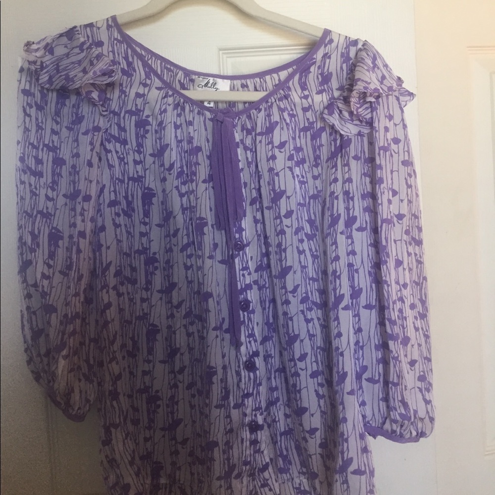 Milly Silk Longsleeve Blouse Size 4