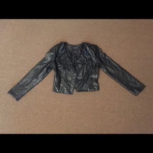 Therapy black faux leather jacket (L)