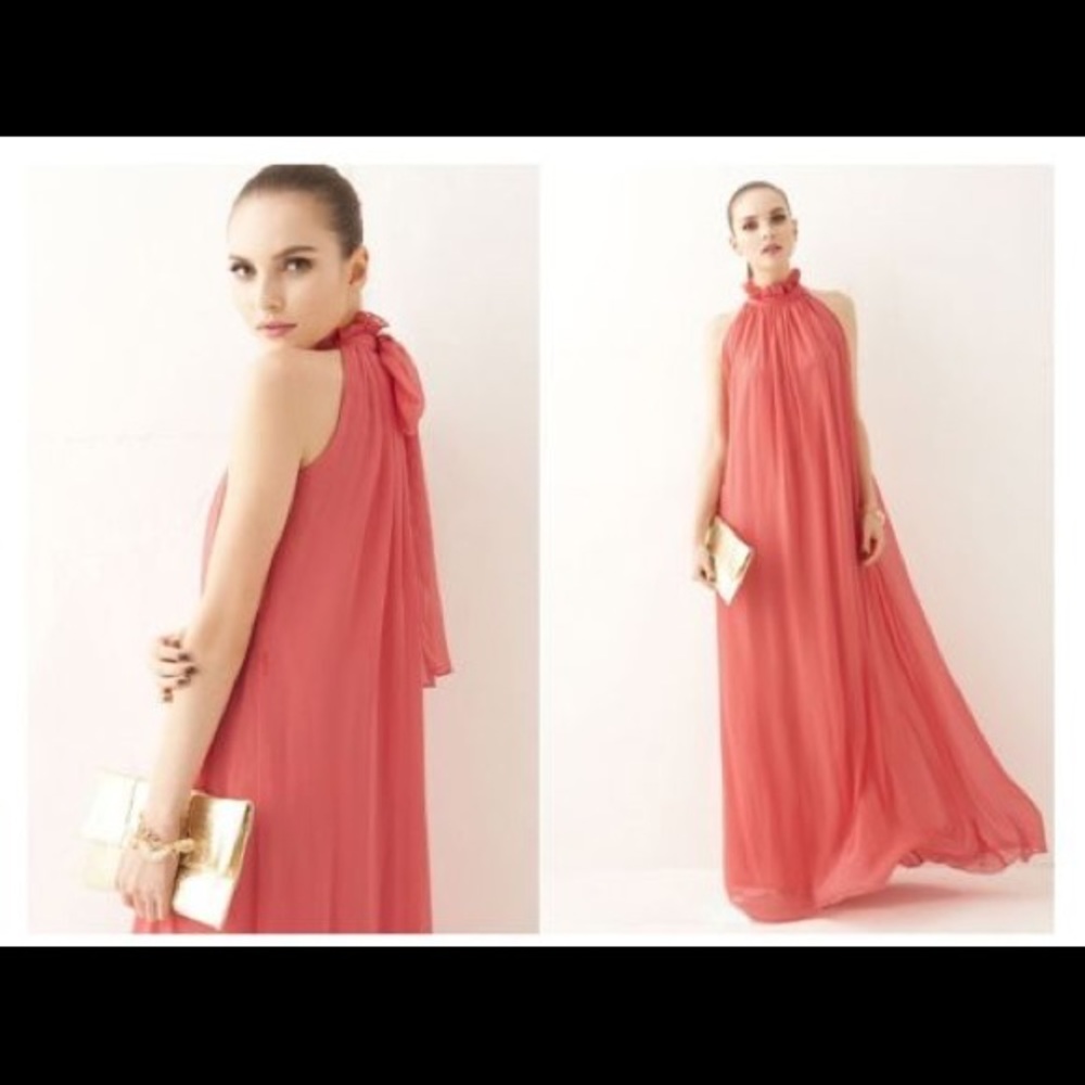Maxi peach dress maturity formal
