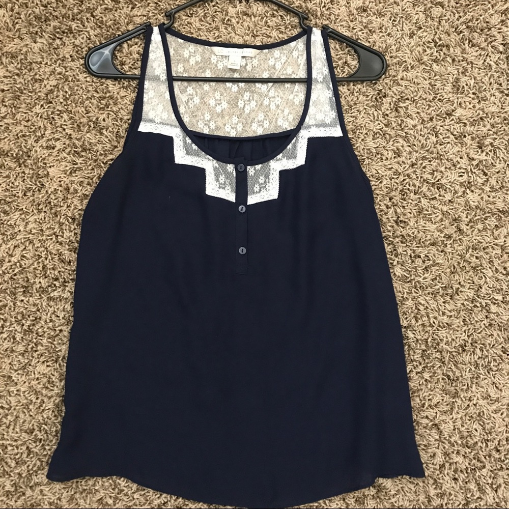 Navy and lace flowy tank