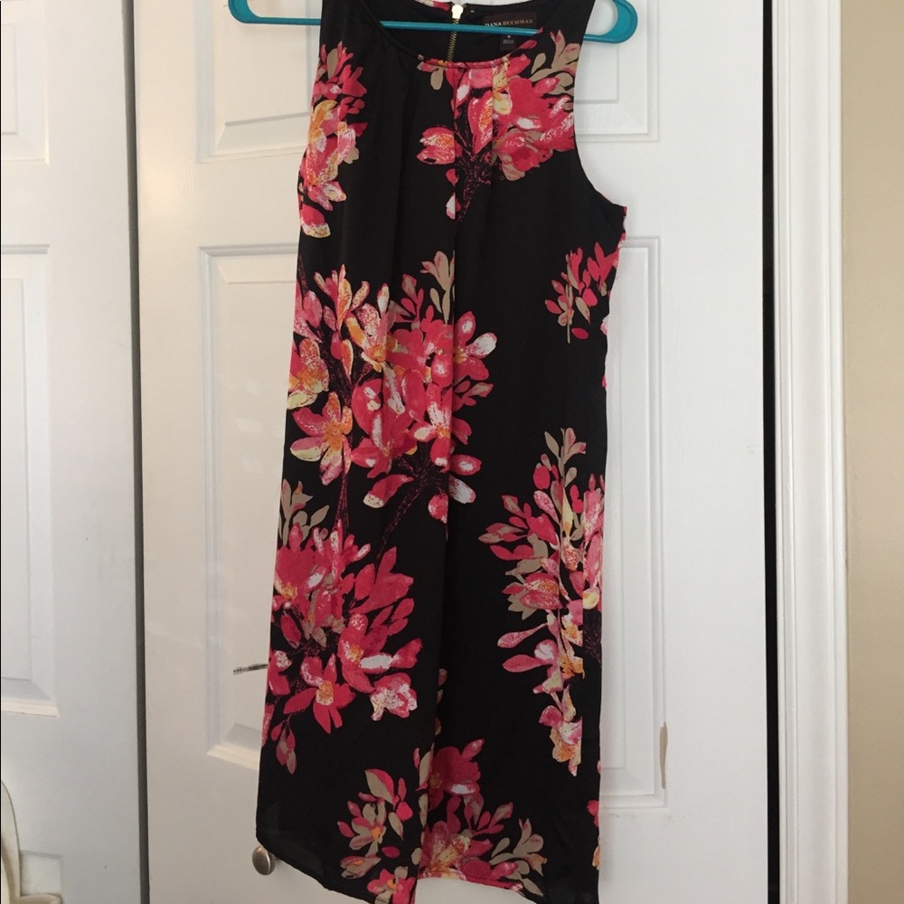 SALE Black with pink & orange floral design dress