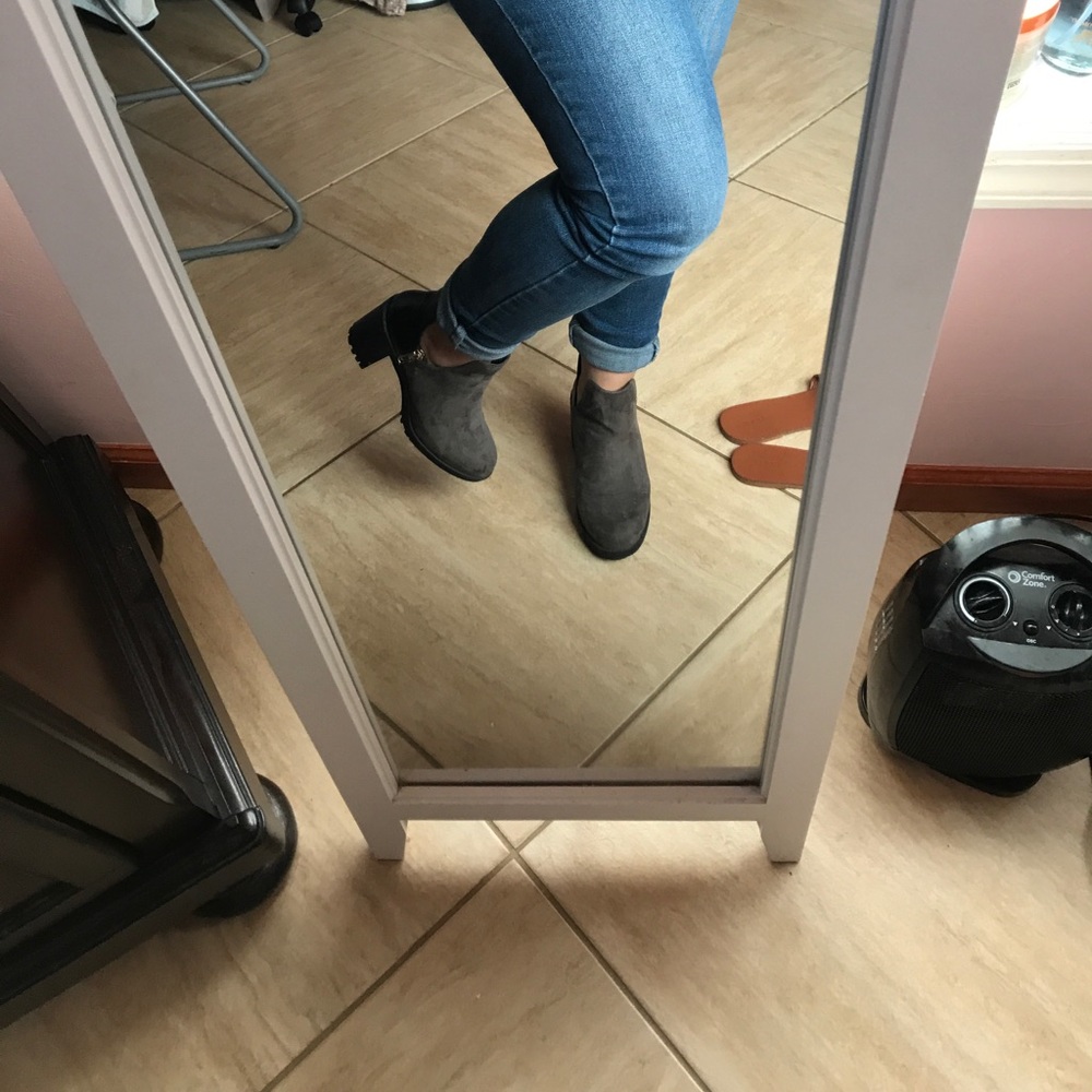 ZARA GRAY HEEL BOOTS