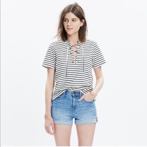 Madewell Striped Lace-Up Top xs/s