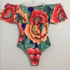 Off shoulder floral swimsuit XL
