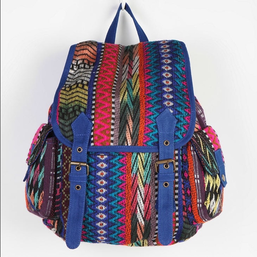 Urban Outfitters boho multicolor woven backpack.