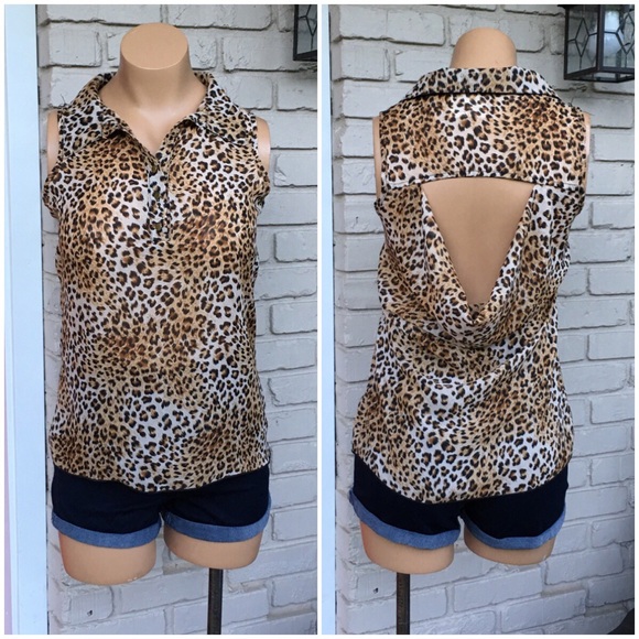 L8ter Tops - Leopard open back sleeveless top