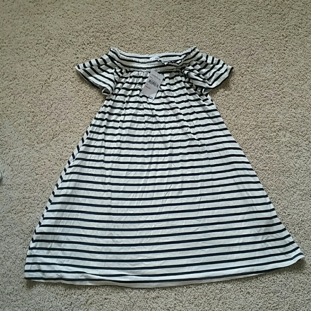 !SOLD!SOCIALITE STRIPED OFF THE SHOULDER DRESS - Picture 3 of 8