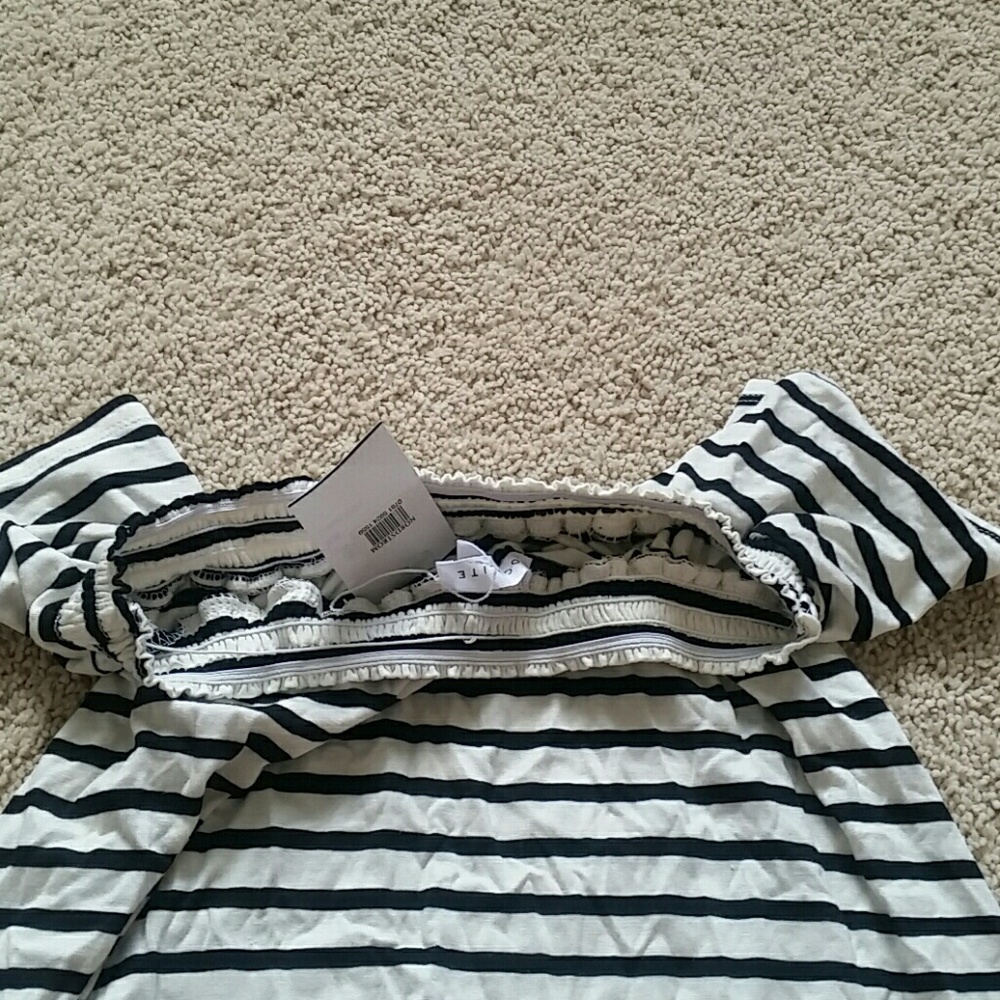 !SOLD!SOCIALITE STRIPED OFF THE SHOULDER DRESS - Picture 8 of 8