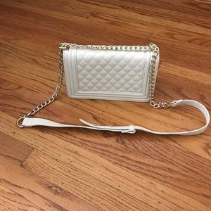 White / Cream over the shoulder purse with gold