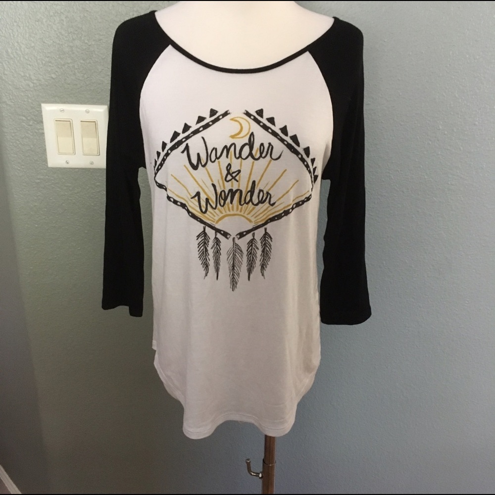 Graphic baseball style tee