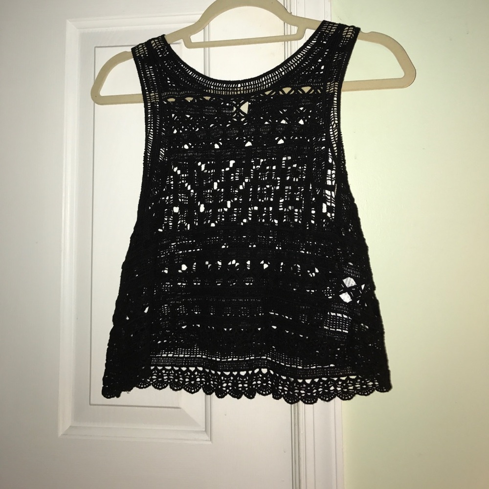 Black crochet tank