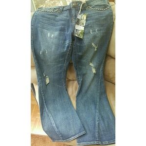 Fit and Flare Bottom Studded Denim Jeans.