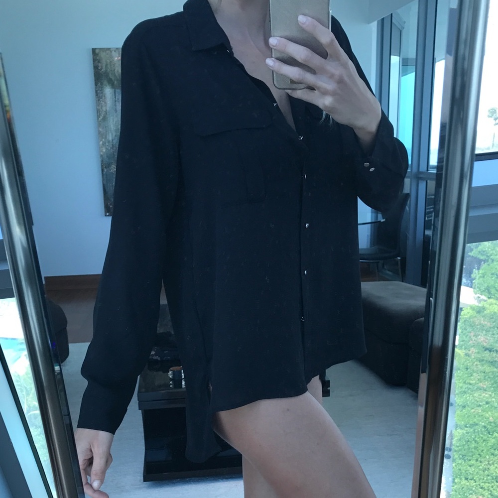 Black short button down long sleeve