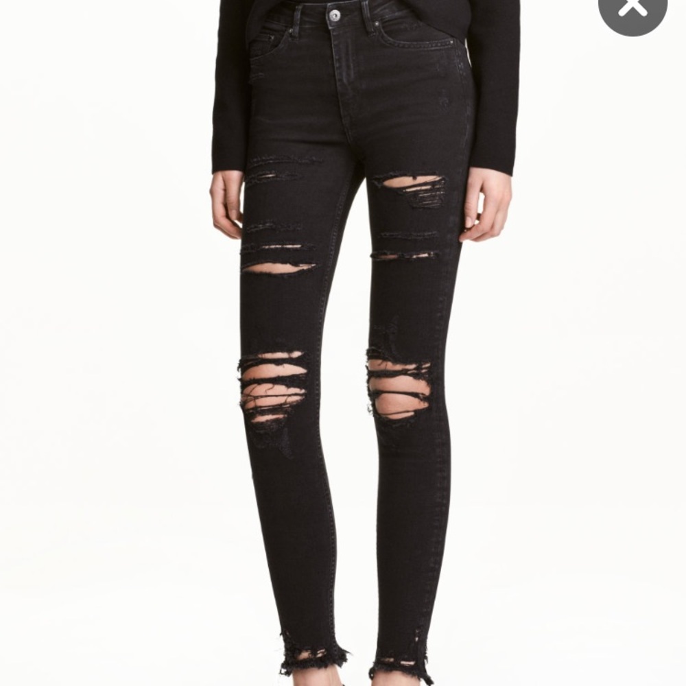 NWT high waisted distressed black skinny jeans