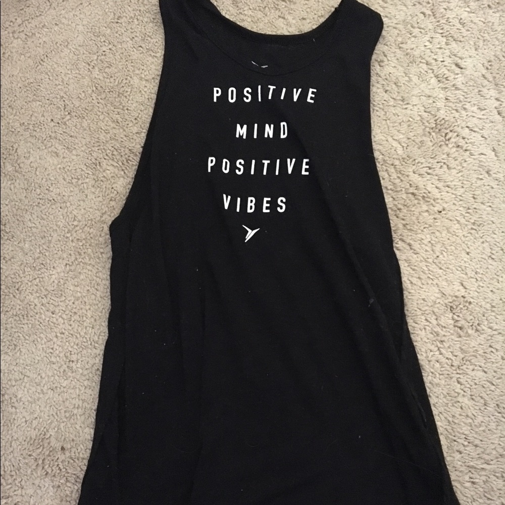 "positive mind positive vibe" muscle tank