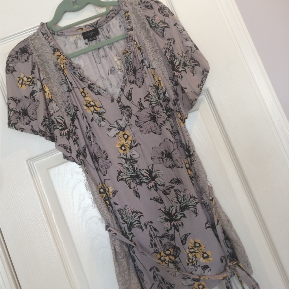 Anthropologie floral and lace Deletta blouse SM