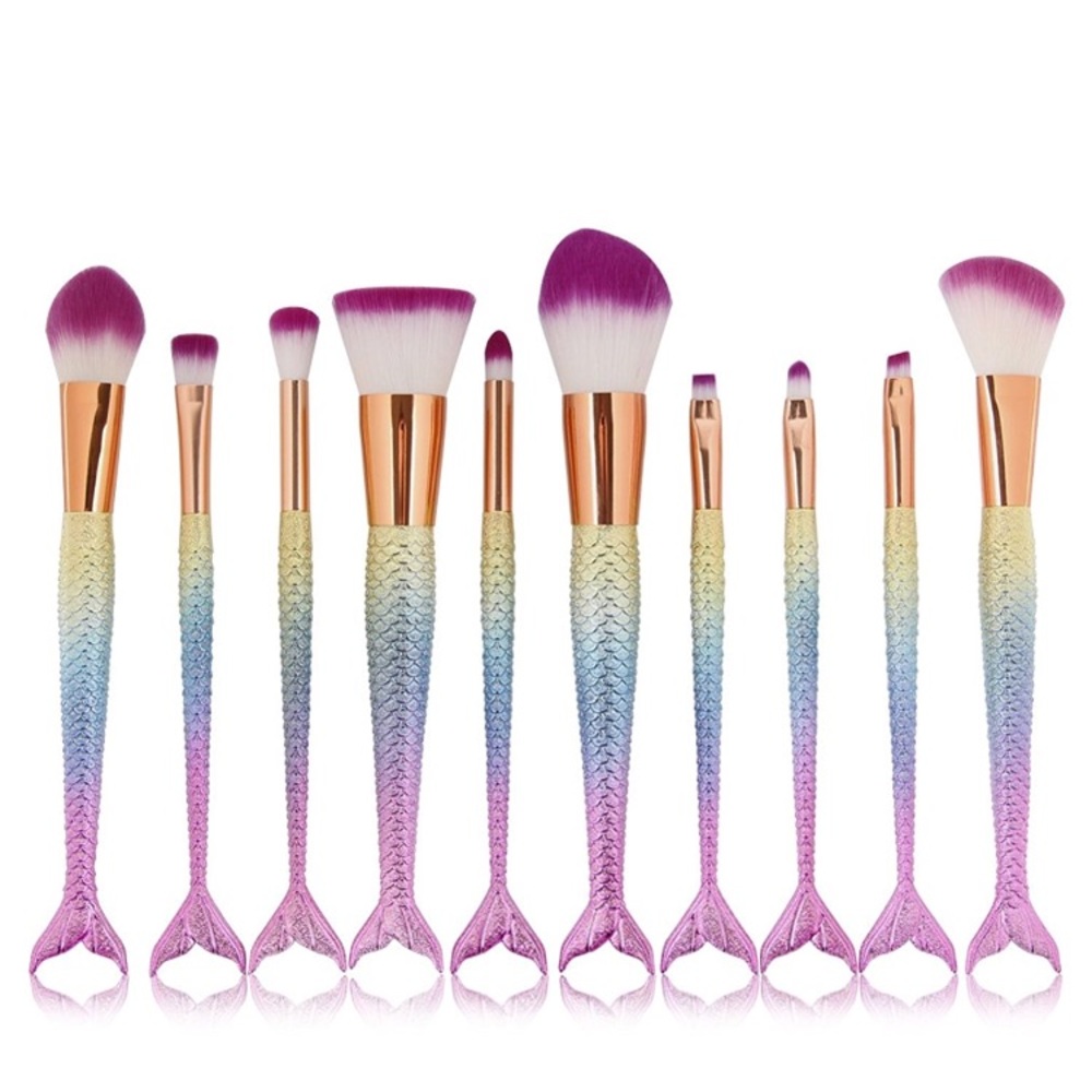 RESTOCKED!10 pc mermaid makeup brush set - Picture 1 of 2