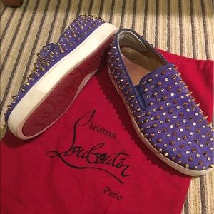 Christian Louboutin Blue Suede 'Roller' Sneaker