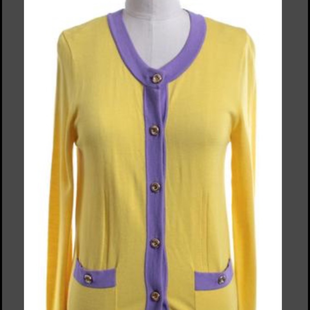 Milly Yellow and Purple Lightweight Cardigan Sz Sm