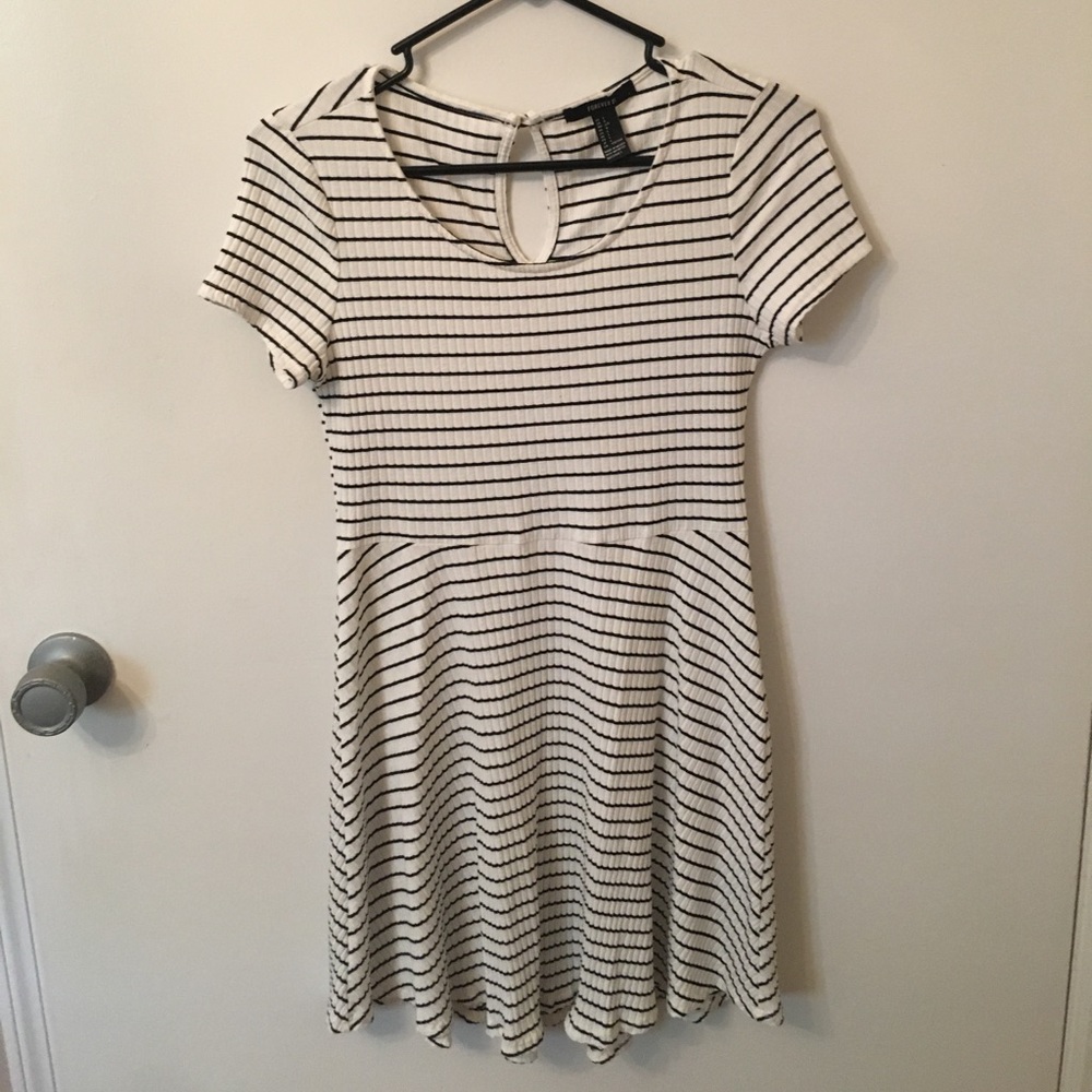 Black and white striped dress