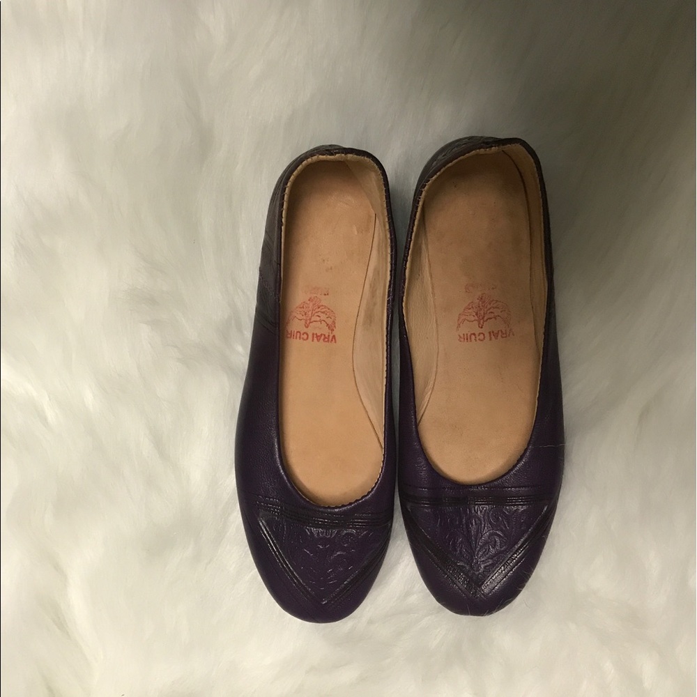Vrai Cuir Purple Flats Sz8