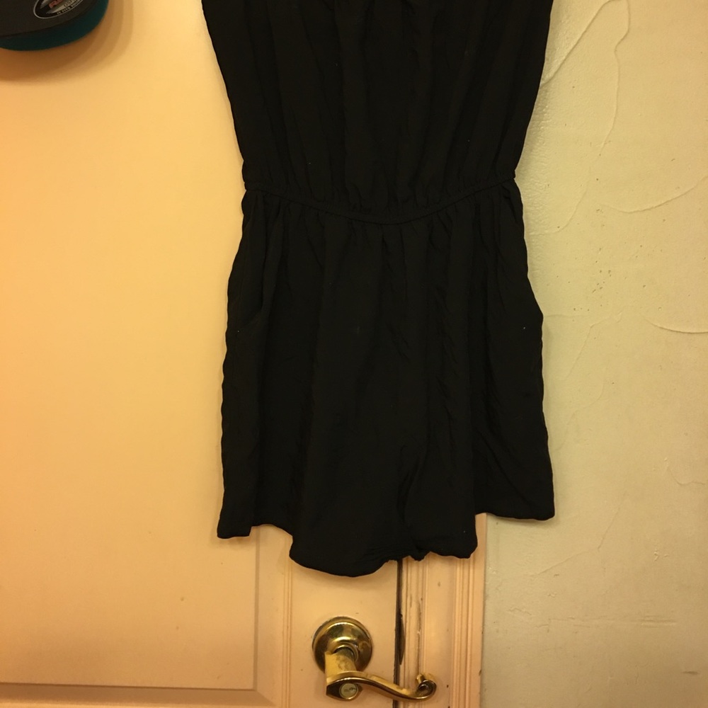 Black strapless romper