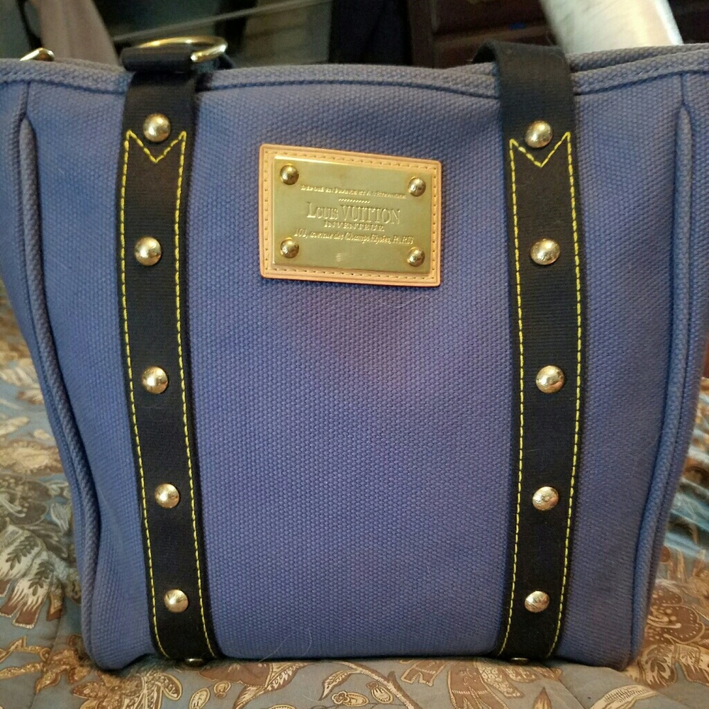 Louis Vuitton Ltd Ed Blue Antigua Cabas MM Bag