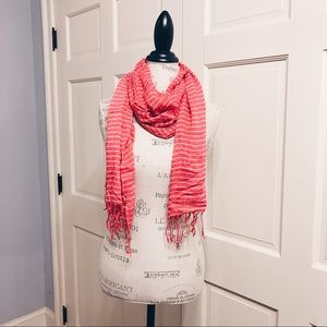 Pink & White Striped Scraf