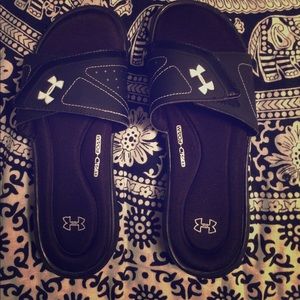 BRAND NEW black foam sole athletic slides