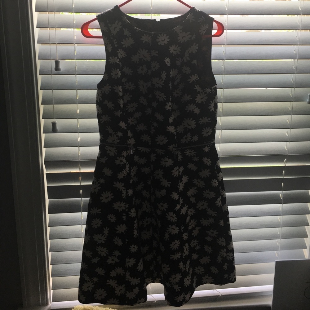 Floral black and white dress