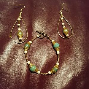 Hand crafted earring and bracelet set