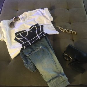 White chromat American Apparel "corset" shirt