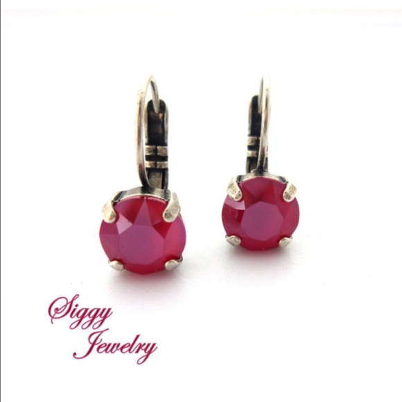 Swarovski Crystal Ruby Royal Red Drop Earrings - Picture 4 of 6