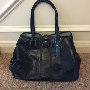 Authentic black patent leather COACH purse