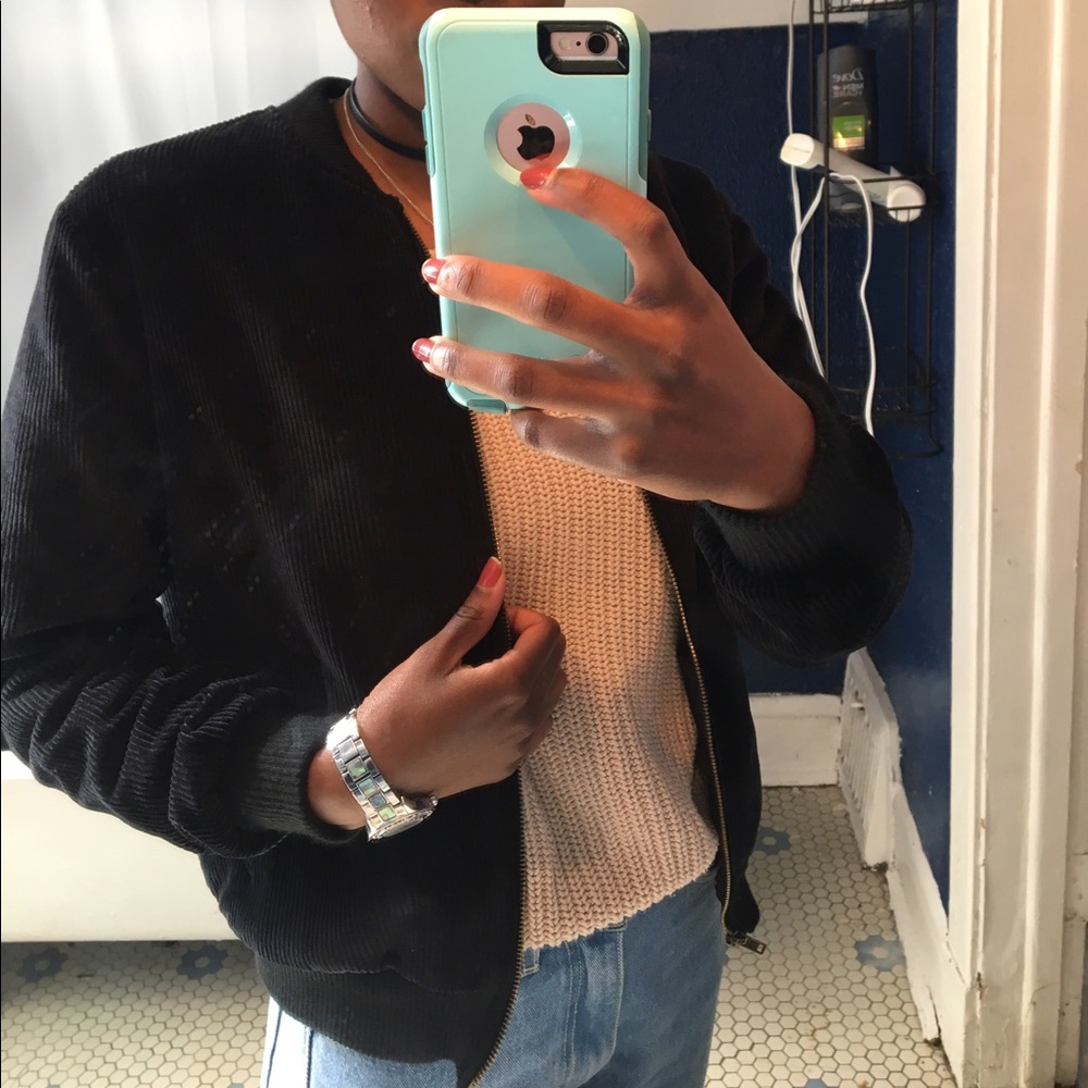 Black American Apparel corduroy bomber jacket