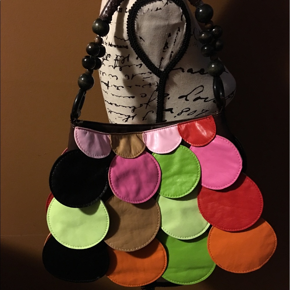 NWOT MULTI COLOR BEADED HIPPIE HANDBAG PURSE