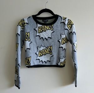 TOPSHOP BANG Crop Sweater Comic book style