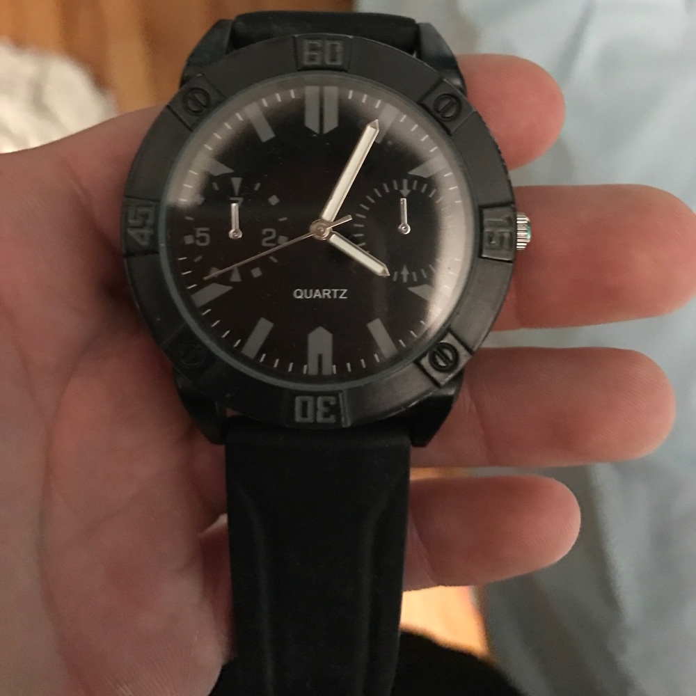 Black metal watch